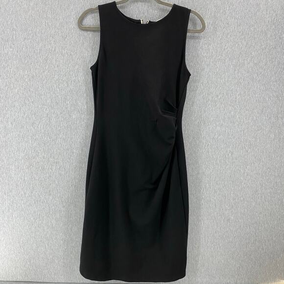 Kenneth Cole New York Women's 8 Sleeveless Dress Black Ruched Business Classic - Picture 1 of 8